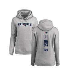 Football Women's New England Patriots #91 Deatrich Wise Jr Ash Backer Pullover Hoodie
