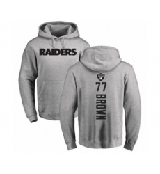 Football Oakland Raiders #77 Trent Brown Ash Backer Pullover Hoodie