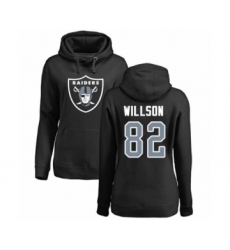 Football Women's Oakland Raiders #82 Luke Willson Black Name & Number Logo Pullover Hoodie