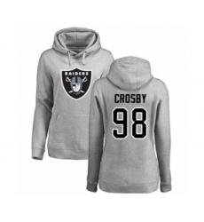 Football Women's Oakland Raiders #98 Maxx Crosby Ash Name & Number Logo Pullover Hoodie