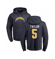 Football Los Angeles Chargers #5 Tyrod Taylor Navy Blue Name & Number Logo Pullover Hoodie