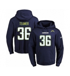 Football Men's Los Angeles Chargers #36 Roderic Teamer Navy Blue Name & Number Pullover Hoodie