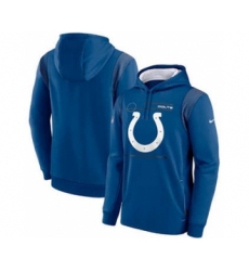 Men's Indianapolis Colts 2021 Royal Sideline Logo Performance Pullover Hoodie