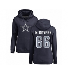 Football Women's Dallas Cowboys #66 Connor McGovern Navy Blue Name & Number Logo Pullover Hoodie