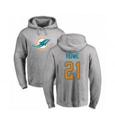 Football Miami Dolphins #21 Eric Rowe Ash Name & Number Logo Pullover Hoodie