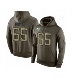 Football Miami Dolphins #65 Danny Isidora Green Salute To Service Men's Pullover Hoodie