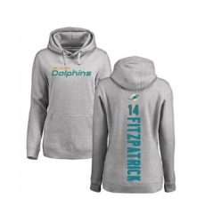 Football Women's Miami Dolphins #14 Ryan Fitzpatrick Ash Backer Pullover Hoodie