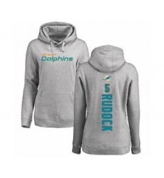 Football Women's Miami Dolphins #5 Jake Rudock Ash Backer Pullover Hoodie