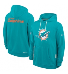 Men's Miami Dolphins Aqua Sideline Standard Issue Initial Home Dri-FIT Pullover Hoodie