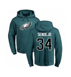 Philadelphia Eagles #34 Andrew Sendejo Green Name & Number Logo Pullover Hoodie