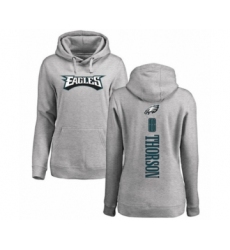 Women's Philadelphia Eagles #8 Clayton Thorson Ash Backer Pullover Hoodie