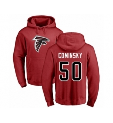 Football Atlanta Falcons #50 John Cominsky Red Name & Number Logo Pullover Hoodie