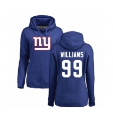 Football Women's New York Giants #99 Leonard Williams Royal Blue Name & Number Logo Pullover Hoodie