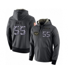 Football Men's New York Jets #55 Ryan Kalil Stitched Black Anthracite Salute to Service Player Performance Hoodie