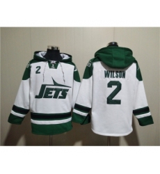 Men's New York Jets #2 Zach Wilson White Ageless Must-Have Lace-Up Pullover Hoodie