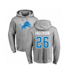 Football Detroit Lions #26 C.J. Anderson Ash Name & Number Logo Pullover Hoodie