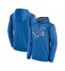 Men's Detroit Lions 2021 Blue Sideline Logo Performance Pullover Hoodie