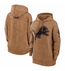 Women's Detroit Lions Nike Brown 2023 Salute to Service Pullover Hoodie