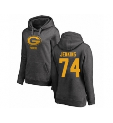 Football Women's Green Bay Packers #74 Elgton Jenkins Ash One Color Pullover Hoodie