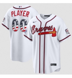 Men's Atlanta Braves Active Player Custom White 2026 All-Star Edition Stars & Stripes & USA 250 Fourth of July Home Stadium Stitched Baseball Jersey