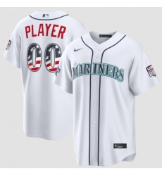 Men's Seattle Mariners Active Player Custom White 2026 All-Star Edition Stars & Stripes & USA 250 Fourth of July Home Stadium Stitched Baseball Jersey