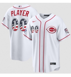 Men's Cincinnati Reds Active Player Custom White 2026 All-Star Edition Stars & Stripes & USA 250 Fourth of July Home Stadium Stitched Baseball Jersey