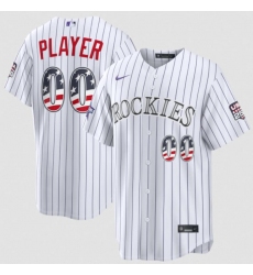 Men's Colorado Rockies Active Player Custom White 2026 All-Star Edition Stars & Stripes & USA 250 Fourth of July Home Stadium Stitched Baseball Jersey
