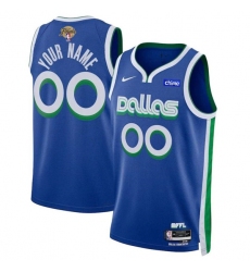 Men's Dallas Mavericks Active Player Custom Blue 2024 Finals City Edition Stitched Basketball Jersey