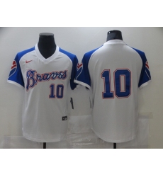 Men's Nike Atlanta Braves #10 Atlanta Braves White Stitched Baseball Jersey