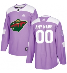Men's Minnesota Wild adidas Purple Hockey Fights Cancer Custom Practice Jersey Men's Minnesota Wild adidas Purple Hockey Fights Cancer Custom Practice Jersey
