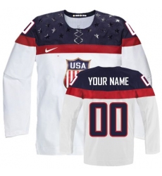 Youth Nike Team USA Customized Premier White Home 2014 Olympic Hockey Jersey