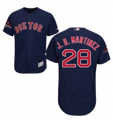 Men's Majestic Boston Red Sox #28 J  D Martinez Navy Blue Alternate Flex Base Authentic Collection 2018 World Series Champions MLB Jersey