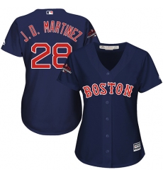 Women's Majestic Boston Red Sox #28 J D Martinez Authentic Navy Blue Alternate Road 2018 World Series Champions MLB Jersey