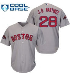 Youth Majestic Boston Red Sox #28 J D  Martinez Authentic Grey Road Cool Base 2018 World Series Champions MLB Jersey