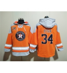 Men's Houston Astros #34 Nolan Ryan Orange Ageless Must-Have Lace-Up Pullover Hoodie