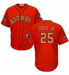 Men's Majestic Houston Astros #25 Jose Cruz Jr. Replica Orange Alternate 2018 Gold Program Cool Base MLB Jersey