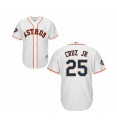 Youth Houston Astros #25 Jose Cruz Jr. Authentic White Home Cool Base 2019 World Series Bound Baseball Jersey