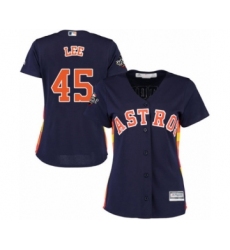 Women's Houston Astros #45 Carlos Lee Authentic Navy Blue Alternate Cool Base 2019 World Series Bound Baseball Jersey