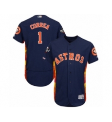 Men's Houston Astros #1 Carlos Correa Navy Blue Alternate Flex Base Authentic Collection 2019 World Series Bound Baseball Jersey