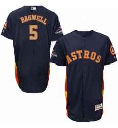 Men's Majestic Houston Astros #5 Jeff Bagwell Navy Blue Alternate 2018 Gold Program Flex Base Authentic Collection MLB Jersey