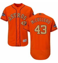 Men's Majestic Houston Astros #43 Lance McCullers Orange Alternate 2018 Gold Program Flex Base Authentic Collection MLB Jersey
