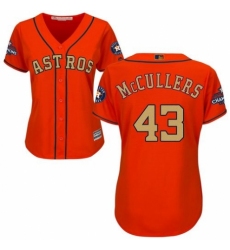 Women's Majestic Houston Astros #43 Lance McCullers Authentic Orange Alternate 2018 Gold Program Cool Base MLB Jersey