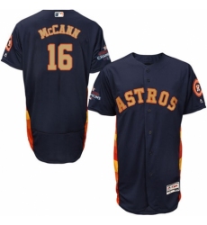 Men's Majestic Houston Astros #16 Brian McCann Navy Blue Alternate 2018 Gold Program Flex Base Authentic Collection MLB Jersey