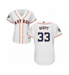 Women's Houston Astros #33 Mike Scott Authentic White Home Cool Base 2019 World Series Bound Baseball Jersey