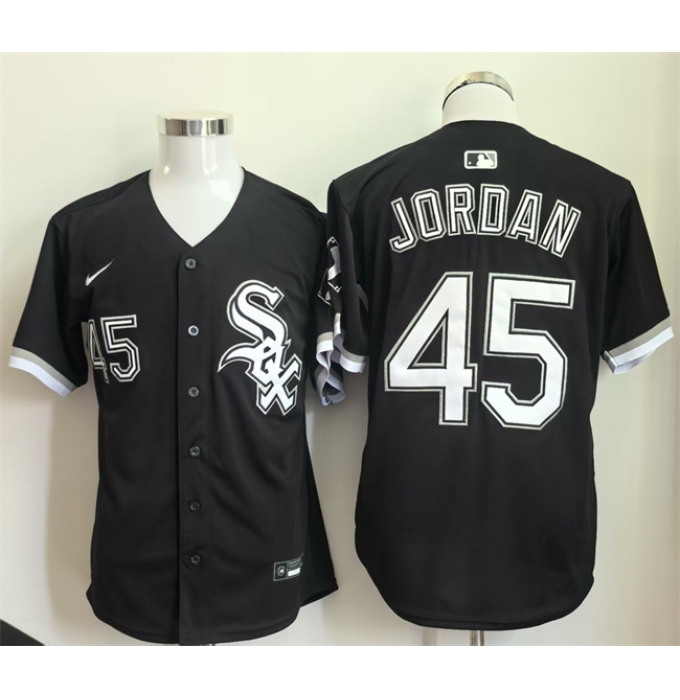 Men's Chicago White Sox #45 Michael Jordan Black Limited Stitched Baseball Jersey