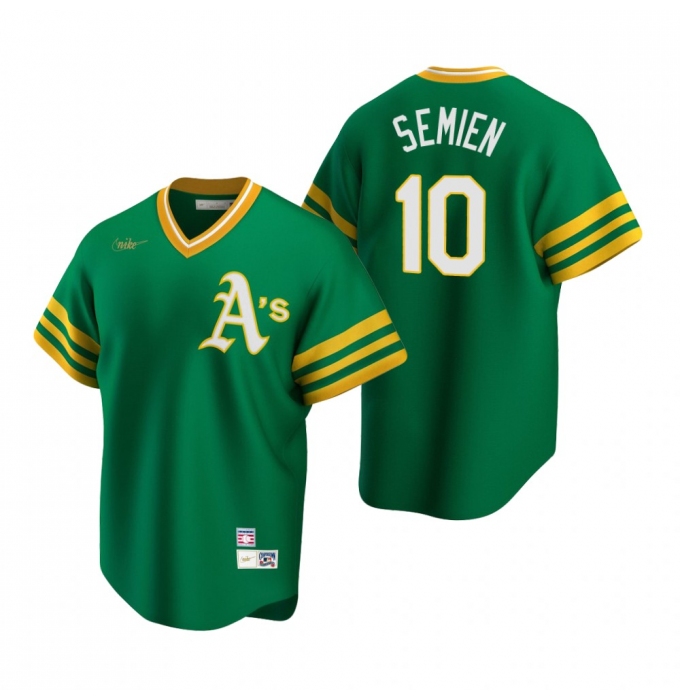 Men's Nike Oakland Athletics #10 Marcus Semien Kelly Green Cooperstown Collection Road Stitched Baseball Jersey