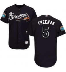 Men's Majestic Atlanta Braves #5 Freddie Freeman Navy Blue Alternate Flex Base Authentic Collection MLB Jersey