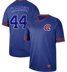 Men's Nike Atlanta Braves #44 Hank Aaron Royal Authentic Cooperstown Collection Stitched Baseball Jersey