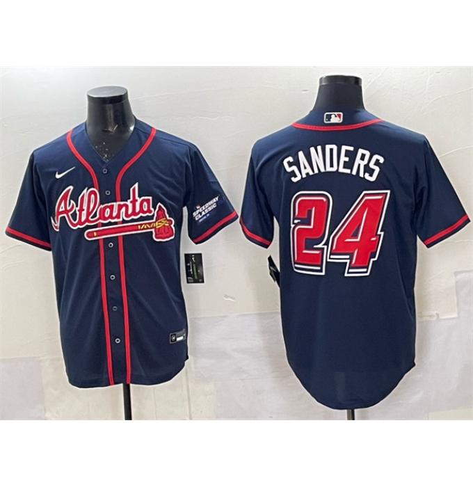 Men's Atlanta Braves #24 Deion Sanders Navy 2025 Speedway Classic Alternate Stitched Baseball Jersey