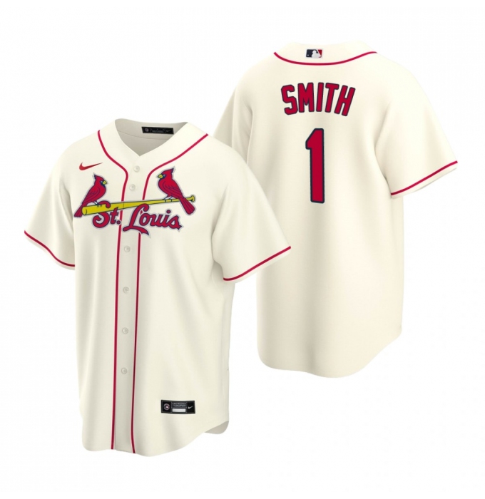 Men's Nike St. Louis Cardinals #1 Ozzie Smith Cream Alternate Stitched Baseball Jersey